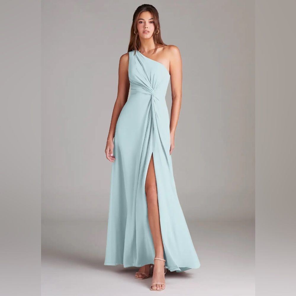 A-Line One-Shoulder Dress in Light Blue (Mist) Size 0 - like new worn once!